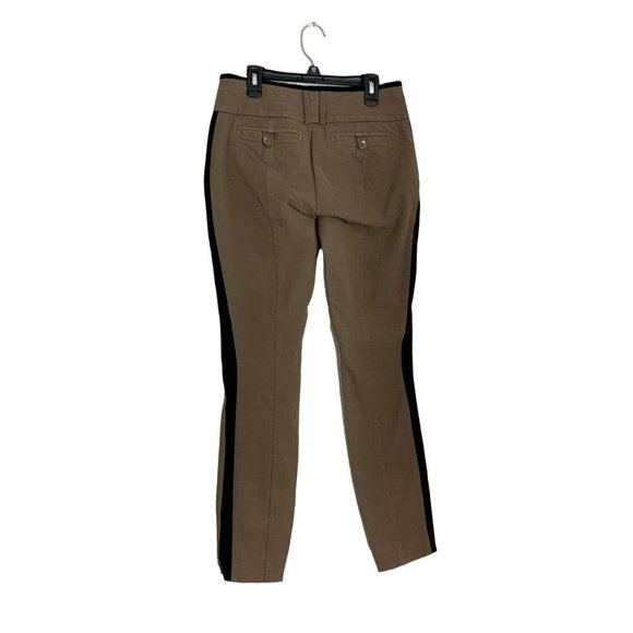 Express Womens Size 2 Brown Black Racing Stripe Double Button Pants Skinny Milit - Picture 4 of 5